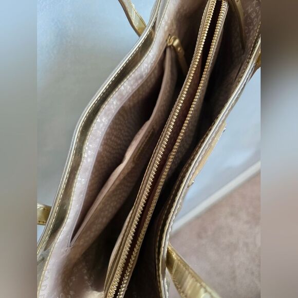 Kate Spade Quinn Beale Street Gold Metallic Embossed Tote 10x12x3.5 - Picture 10 of 13